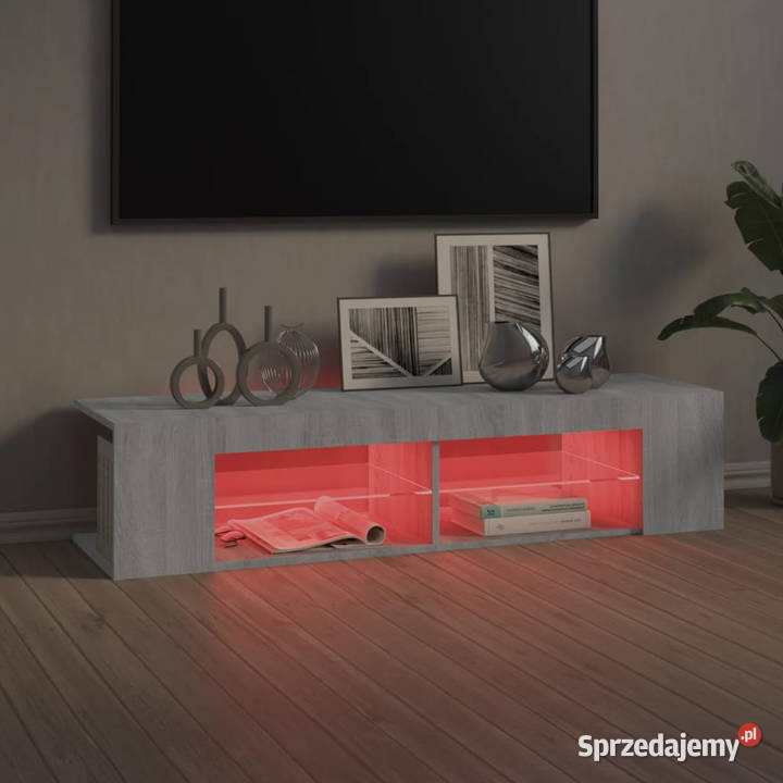 Szafka TV z oświetleniem LED szary dąb sonoma Warszawa