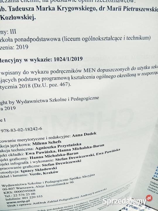 Chemia WSiP ponadpodstowa podręcznik używane Warszawa