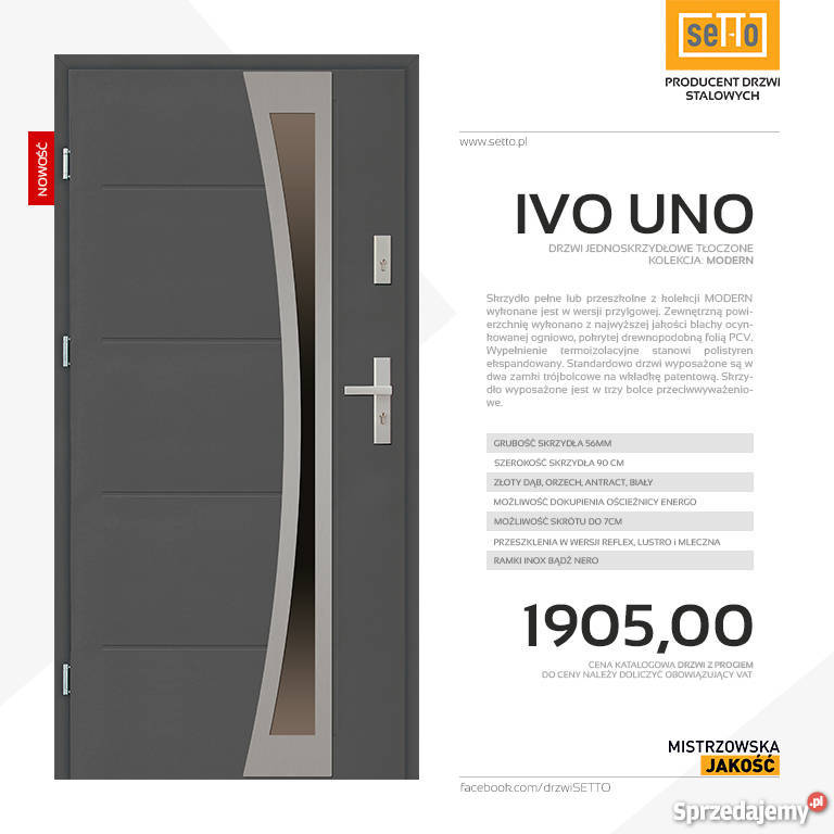 IVO UNO MODERN drzwi zewnętrzne stalowe SETTO