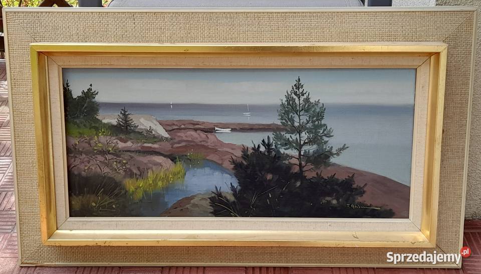 Tage Rudolf Ahlm Pejzaż morski cenny obraz