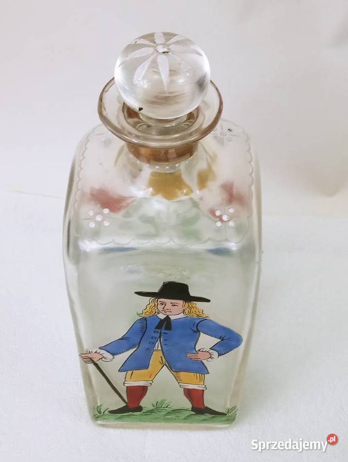 Fritz Hecker Karafka Szkło Emalia Porcelana i szkło Nowa Sól