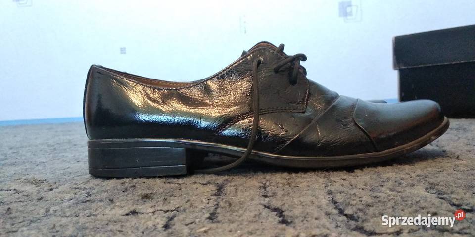 Buty eleganckie Komunia Wesele skórzane czarny