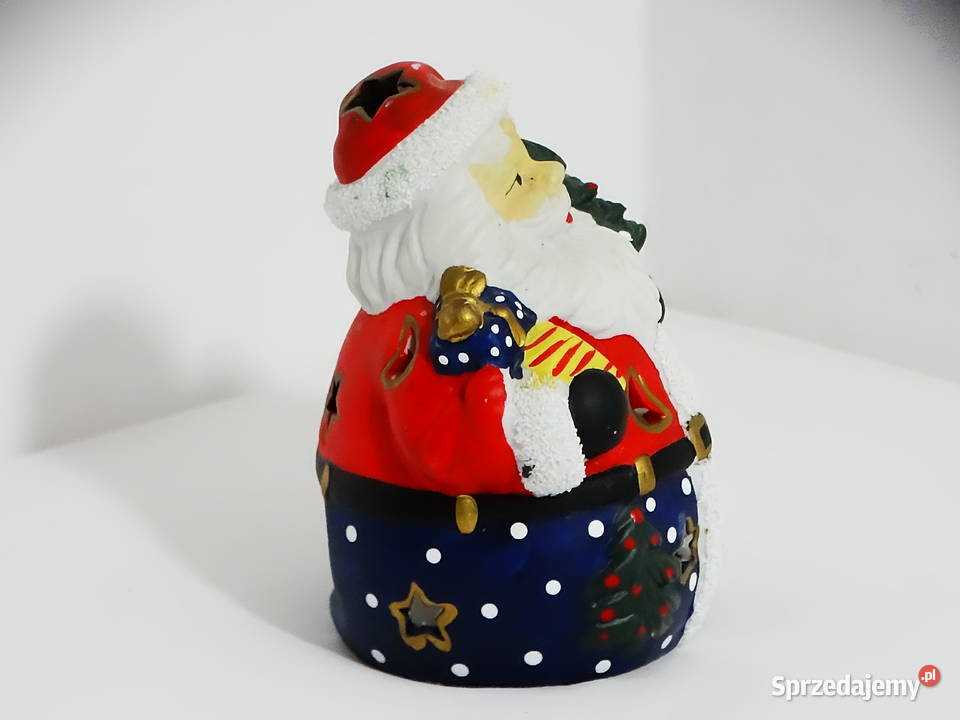 Ceramiczny Mikołajek świecący świecznik