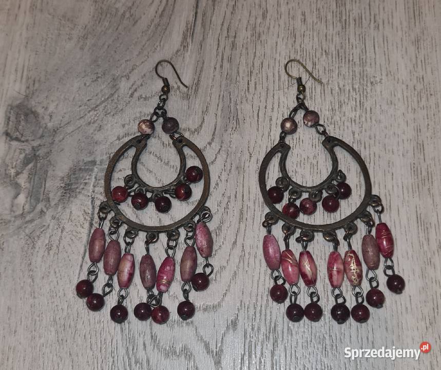 Kolczyki damskie wiszące koraliki róż Dla kobiet łódzkie Łódź