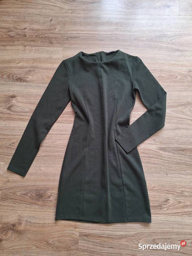 Śliczna ciemnozielona sukienka Zara butelkowa Spódnice i sukienki Odzież damska