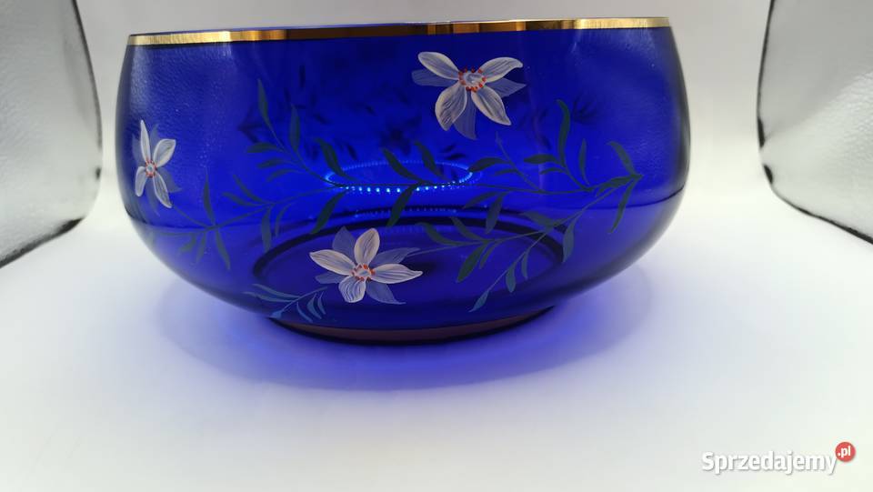 Szkło kryształowa kobaltowa misa salaterka Porcelana i szkło Zamość