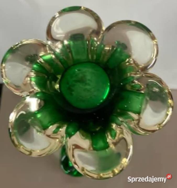 MURANOszmaragdowy wazon z weneckiego szkła Pabianice