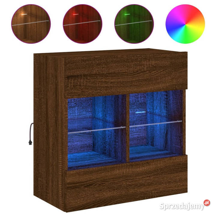 Ścienna szafka TV z LED brązowy dąb 585x30x605 Warszawa