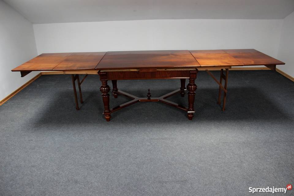 Eklektyczny duży stół rozkładany renowacji Zielonka