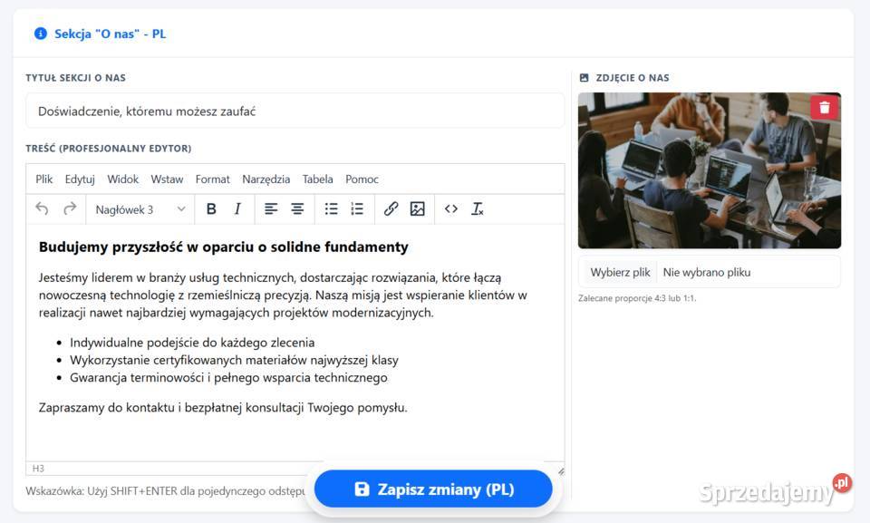 Szybki CMS Landing Page SEO Zero baz danych Tworzenie stron internetowych Łódź