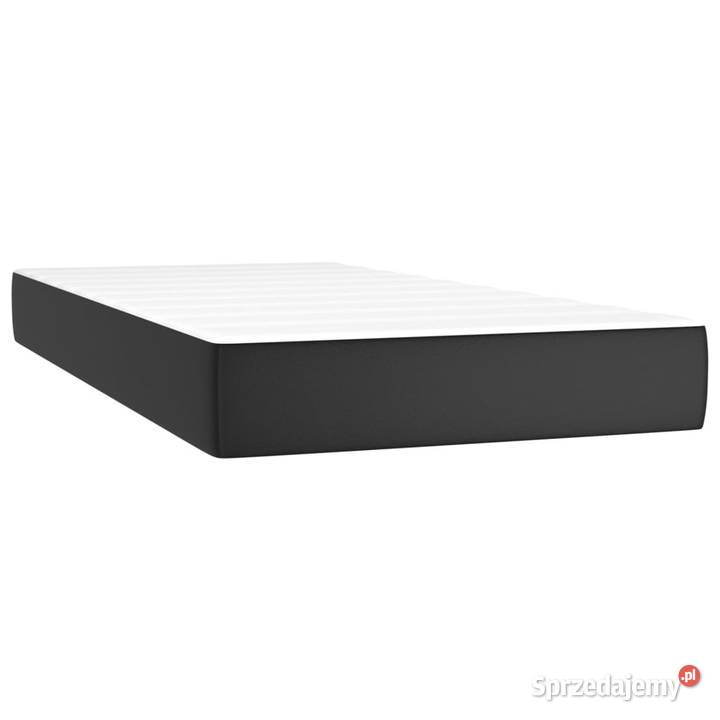Łóżko z Materacem Kontynentalne Czarne Ekoskóra 88cm