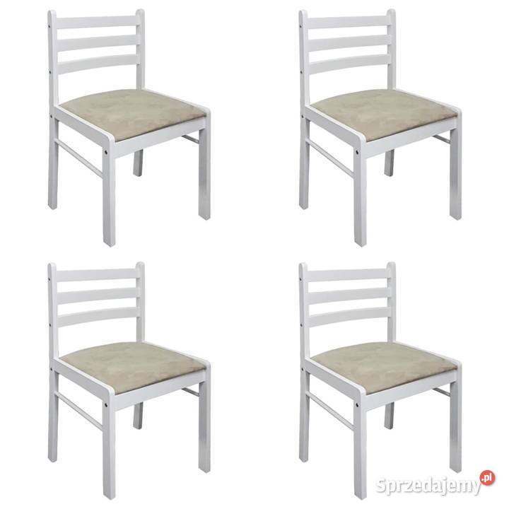 Krzesła stołowe 4 białe drewno kauczukowe i Krzesła Warszawa