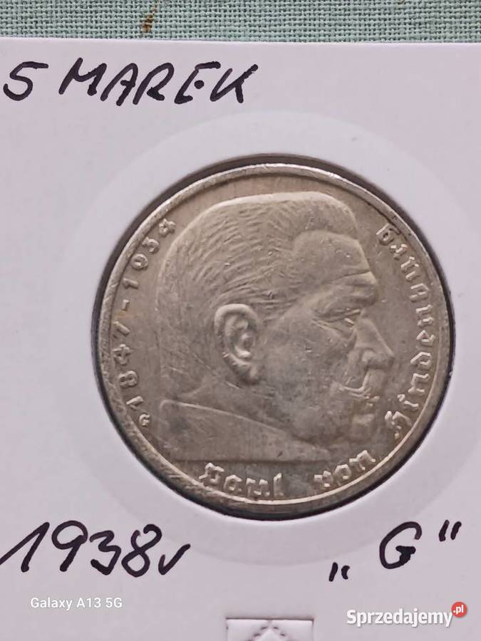 5 Marek Niemcy 1938 rPaul von Hindenburg men G 1 Konin sprzedam