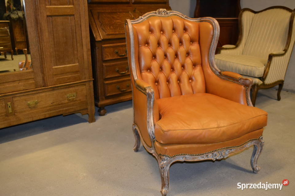 fotel ludwikowski skóra pikowania Będzin