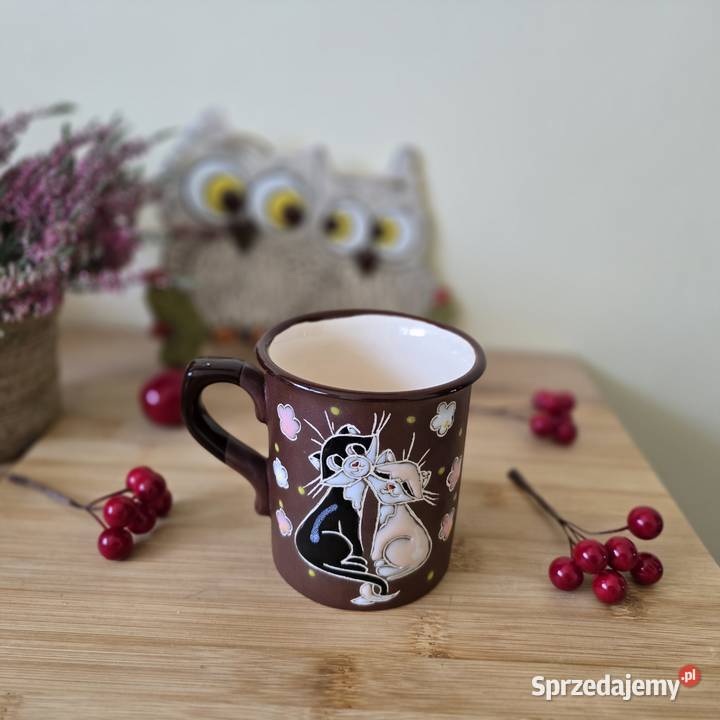 Ręcznie robiony kubek 300 ml z kotami unikalny Bydgoszcz sprzedam