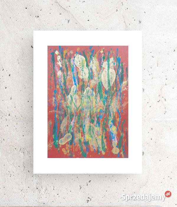 nowoczesna grafika do domu bordowa abstrakcja Kraków sprzedam