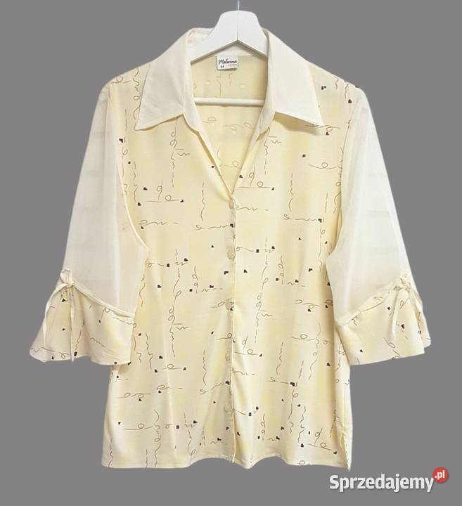 Damska bluzka wzorzysta żółta krótki rękawów Bluzki i koszule Chrzanów