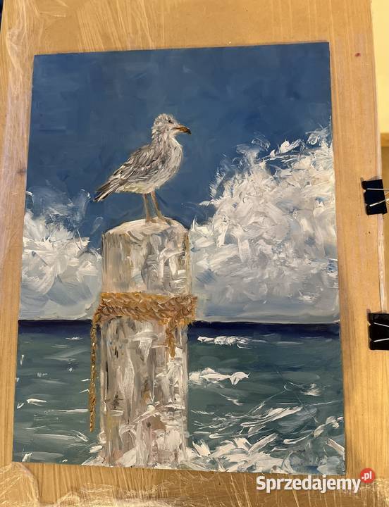 Mewa na krawędzi morskiego wiatru obraz olejny