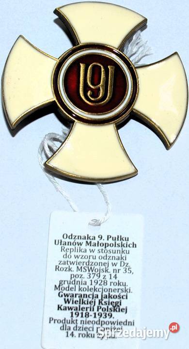 Odznaka 9 Pułk Ułanów Małopolskich II RP REPLIKA Warszawa sprzedam