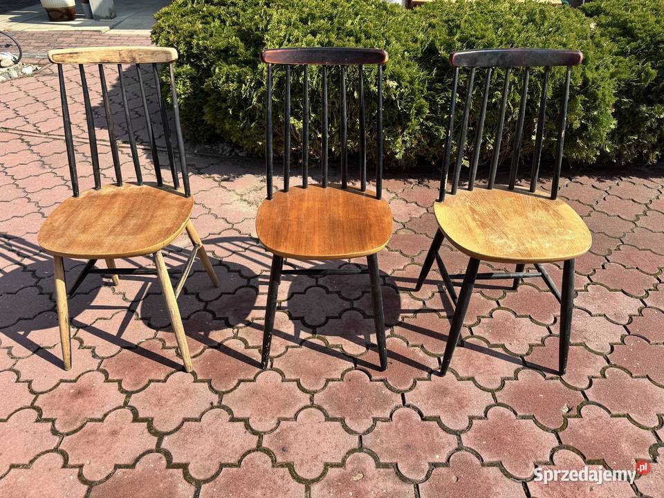 Krzesła patyczaki 3 stare prl vintage art deco