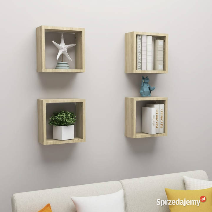 Półki ścienne kostki 4 dąb sonoma 30x15x30 Warszawa