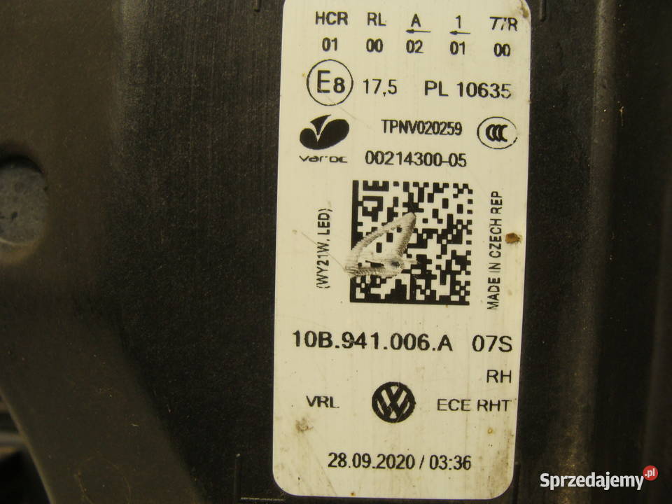 VW ID3 ID3 LAMPA PRZEDNIA PRAWA LED 10B941006A Goleniów sprzedam