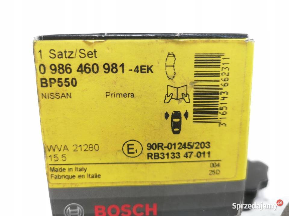 KLOCKI HAMULCOWE PRZÓD BOSCH NISSAN PRIMERA P10 lubelskie