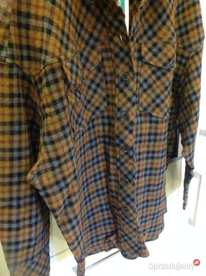Koszula w Krate Damska BENETTON XS oversize NOWA Nowa Sól