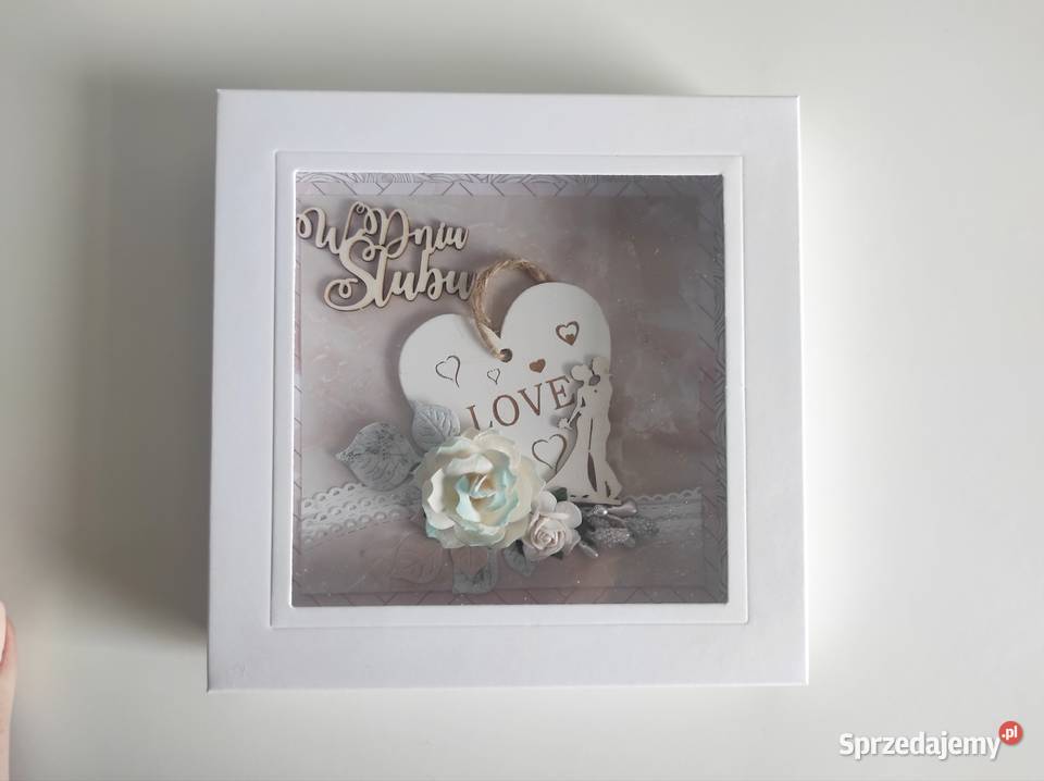Kartka ręcznie robiona na Ślub z pudełeczkiem łódzkie Łódź sprzedam