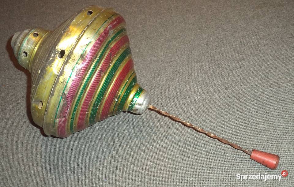 Stary wirujący metalowy bąk zabawka PRLu 3 Piekary Śląskie