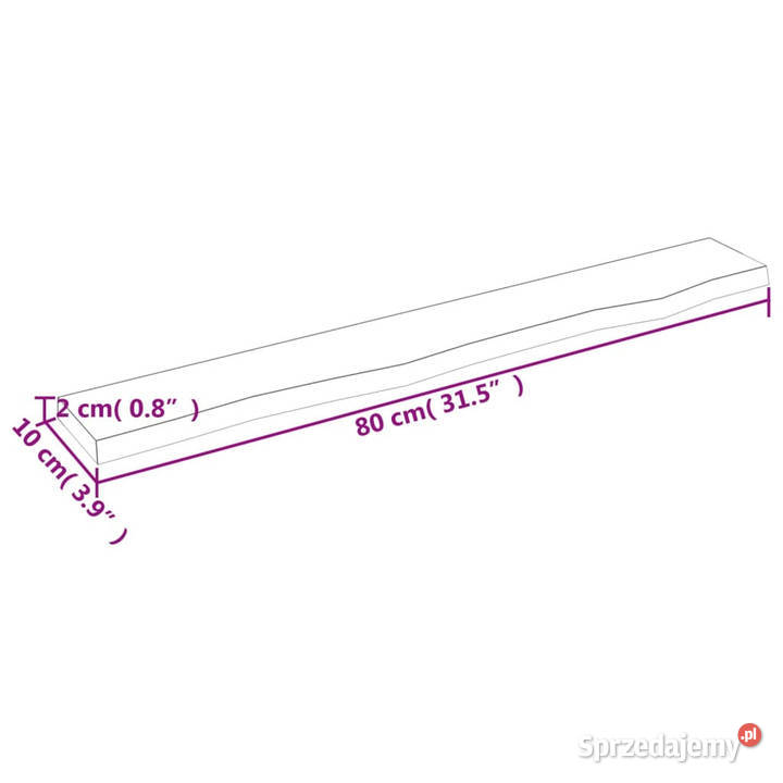 Półka 80x10x2 surowe lite drewno dębowe WM363536 Warszawa
