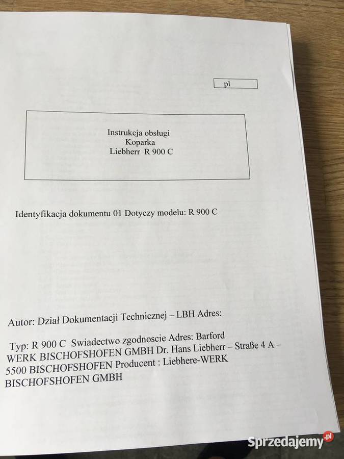 dtr instrukcja obsługi koparka liebherr R 900 C Szczecin