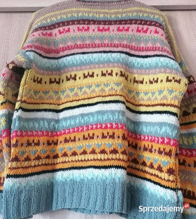 Sweter wełniany ręcznie robiony na drutach łódzkie Łódź