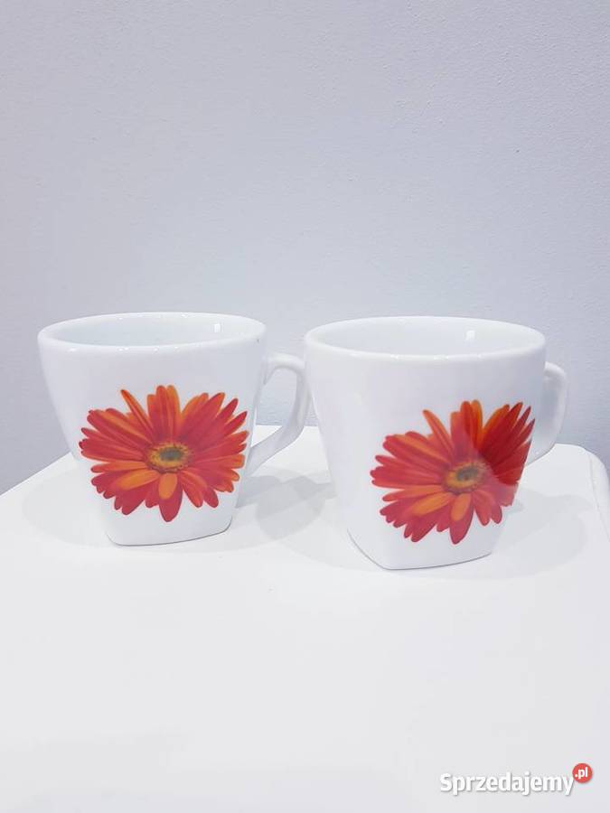 Zestaw porcelanowych filiżanek w gerbery Dom i Ogród Dąbrowa Górnicza sprzedam