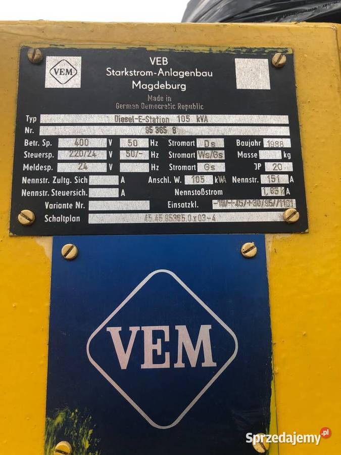 Agregat generator prądotwórczy 105 kVa Zbylitowska Góra