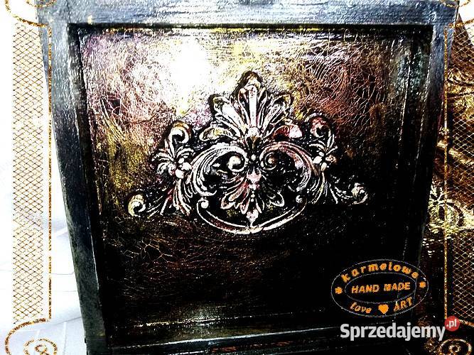 Szkatułka na biżuterię decoupage rękodzieło mazowieckie