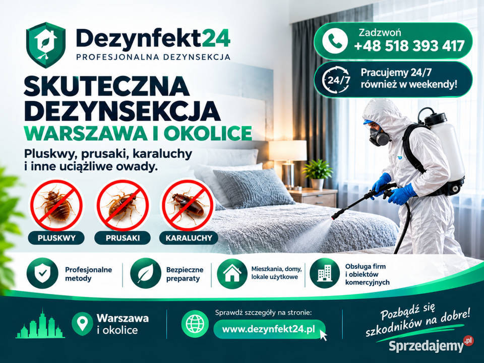 Dezynsekcja Warszawa 247 Pluskwy Prusaki