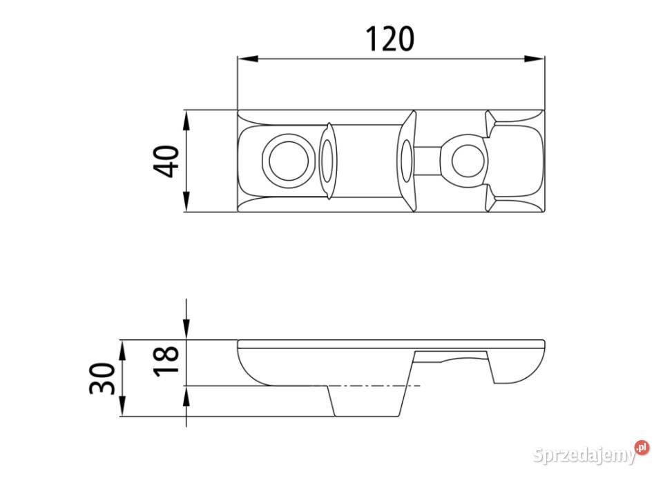Zawias TIR 120x40mm gniazdo 2xfi105 mm surowe Motoryzacja Przysieka Polska