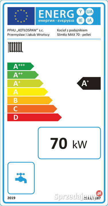 Kocioł SlimKo 70 kW zbiornik Kotłospaw KIPI Golub-Dobrzyń sprzedam