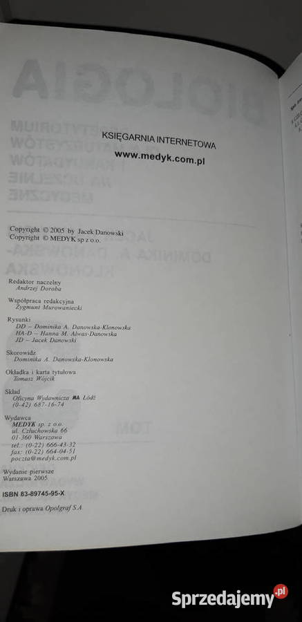 biologia Danowski medycyna tom różne tomy Warszawa