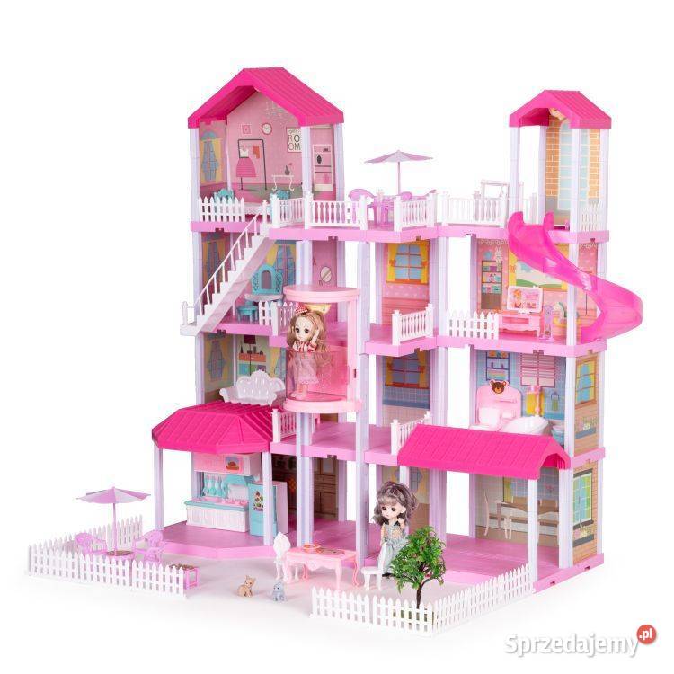 Duży domek lalek z ogrodem Villa meble lampy LED Bielsk Podlaski