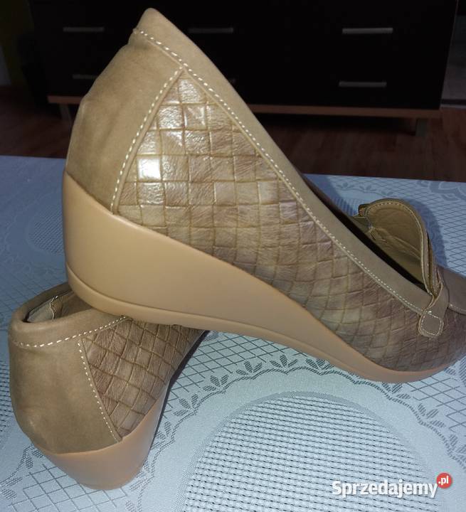 Nienoszone beżowe mokasyny damskie r 40 Elisa skóra śląskie