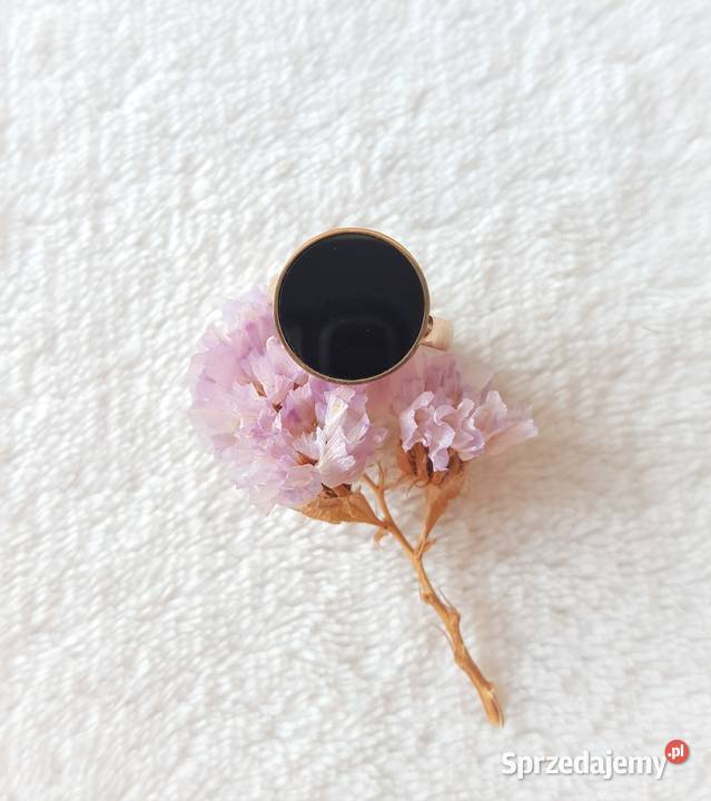 Nowy pierścionek elegancki stal szlachetna złoty