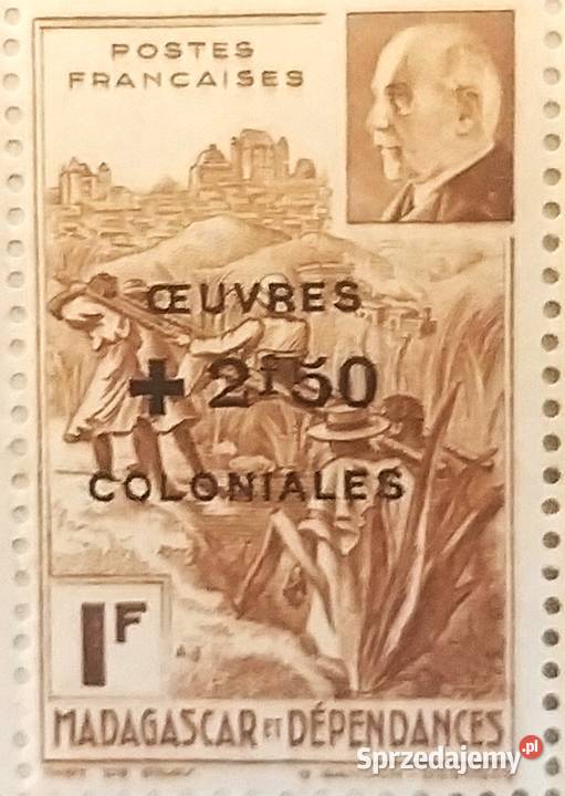 Znaczek kolonialny Madagaskar Filanzane Vichy Filatelistyka Bronisze sprzedam