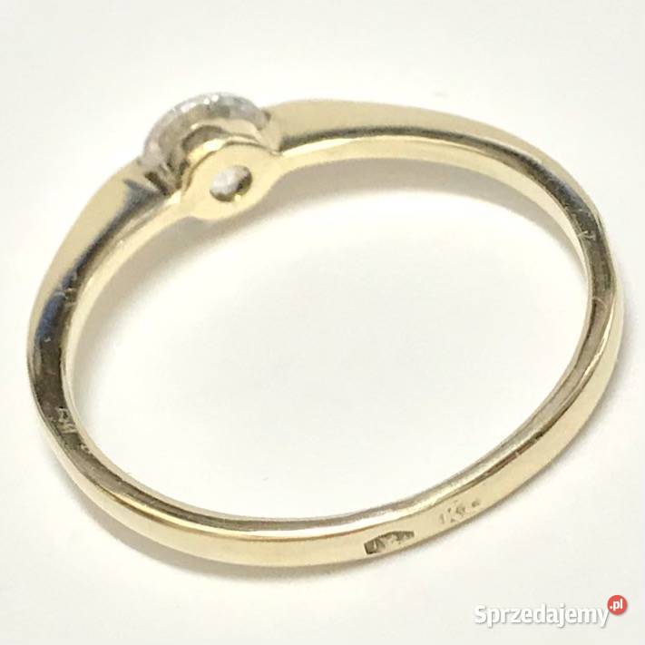 Złoty PIERŚCIONEK zaręczynowy 585 14K KAMIEŃ r15
