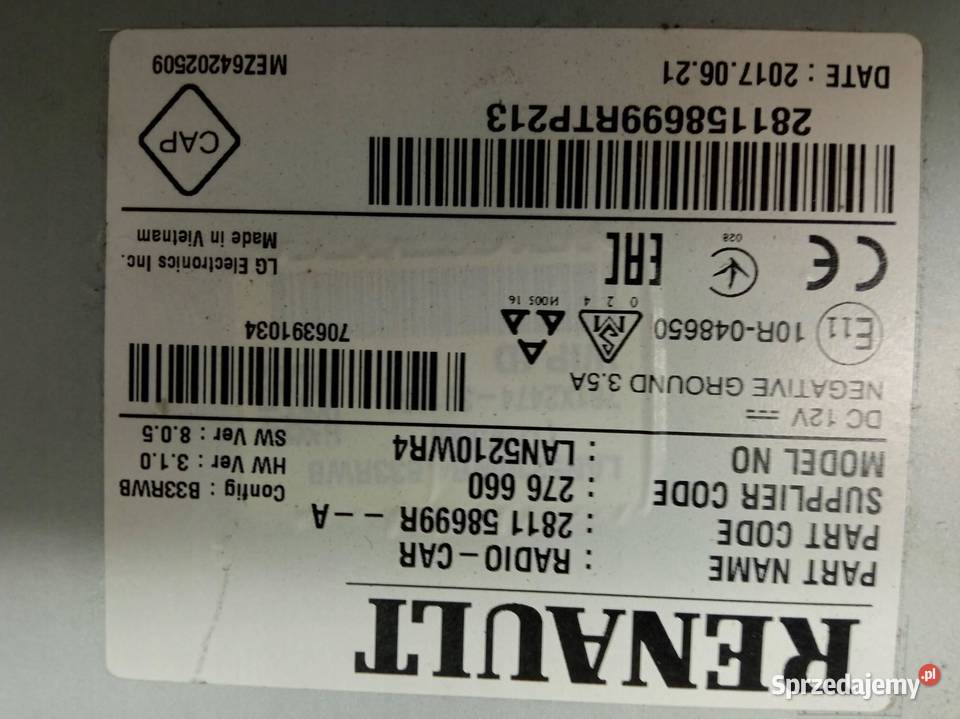 RADIO FABRYCZNE 281158699R Renault Clio IV