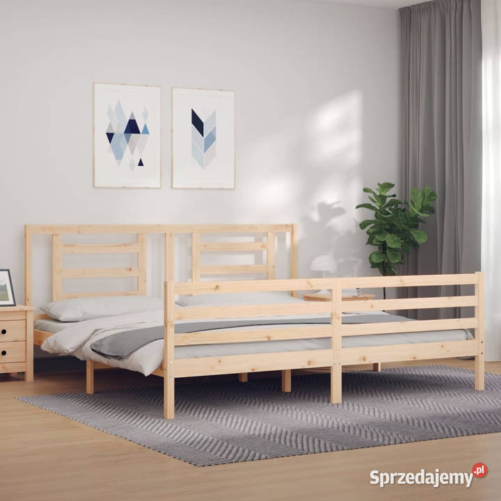 Rama łóżka z wezgłowiem lite drewno 200x200 Warszawa sprzedam