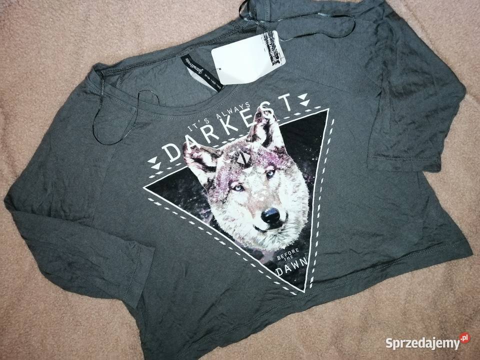 STRADiVARiUS szara bluzka crop top 100 WiSKOZA Leszno