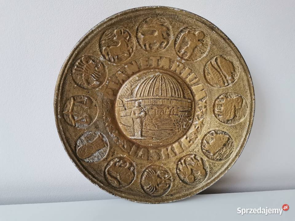 Stara metalowa patera talerz wiszący Zodiak śląskie Katowice