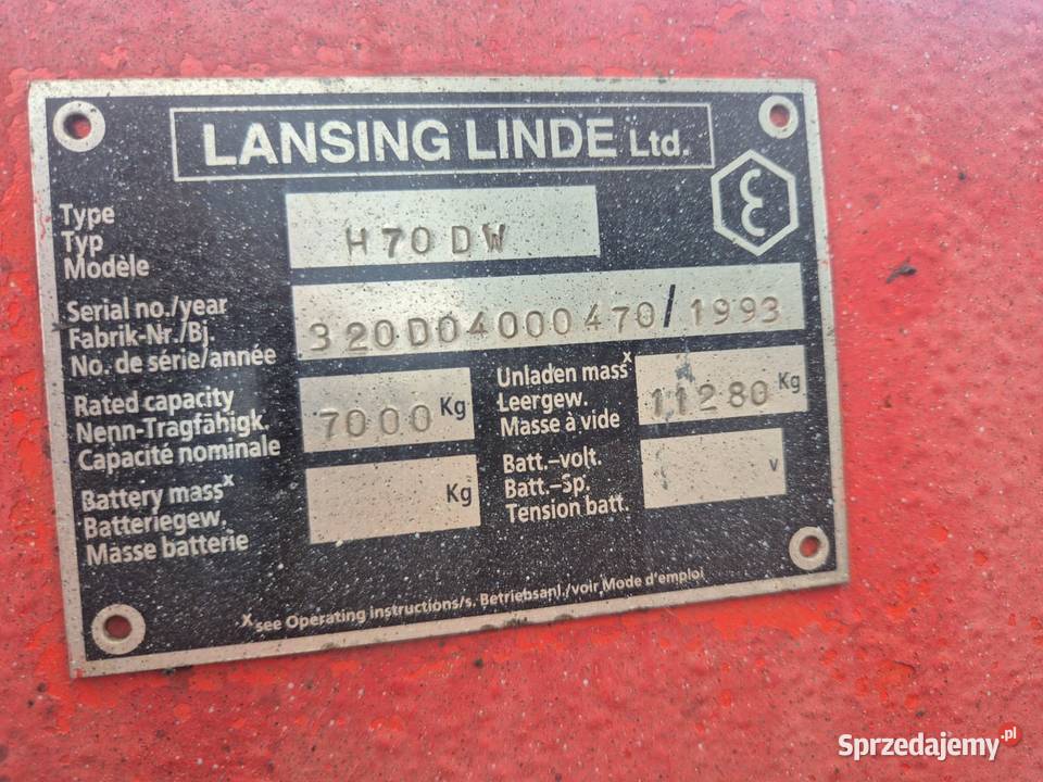 Wózek widłowy Linde Lansing H70DW Diesel 7t 1993 Sośno